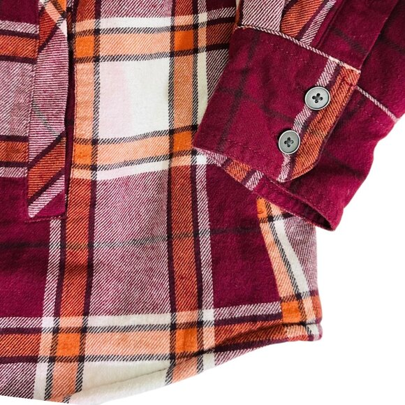 Natural Reflection Women's Size M Plaid Flannel Fleece Red Shirt Jacket Shacket - Picture 6 of 7